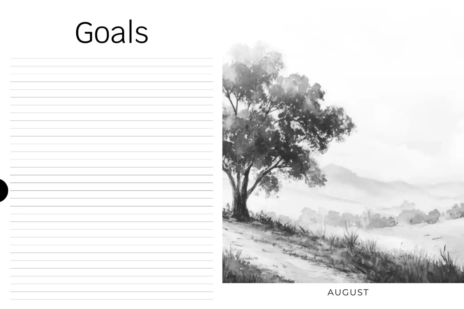 2026 Minimal Planner digital August goals