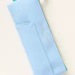 Vegan Leather Pen Pouch - Light Blue + Green
