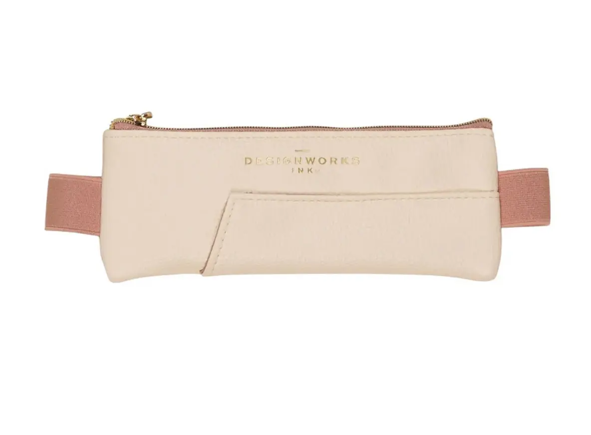 Vegan Leather Pen Pouch - Cream + Taupe Horizontal